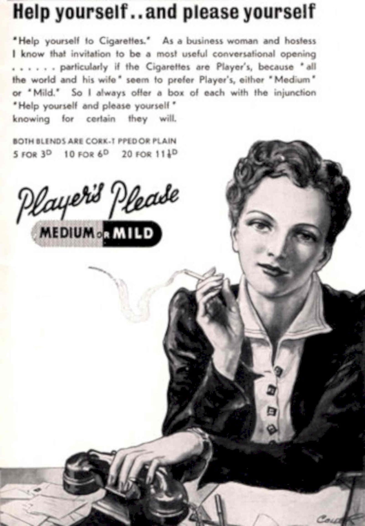 Players Please Woman 1930s Vintage Retro Advert Poster