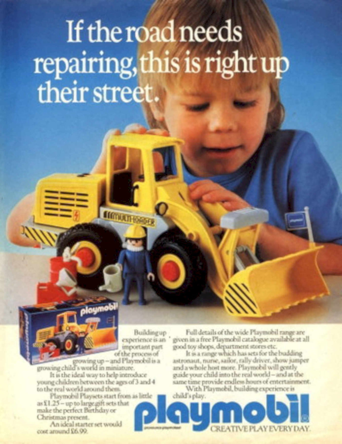 Playmobil Bulldozer Toy 1990s Vintage Retro Advert