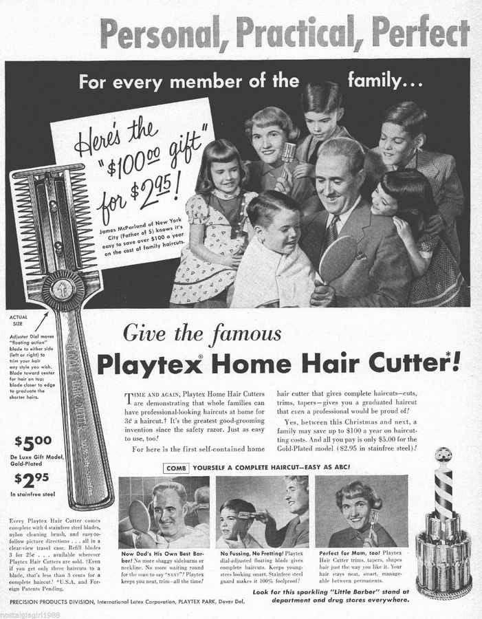 Playtex Home Hair Cutter barber advert A4 Photo Print