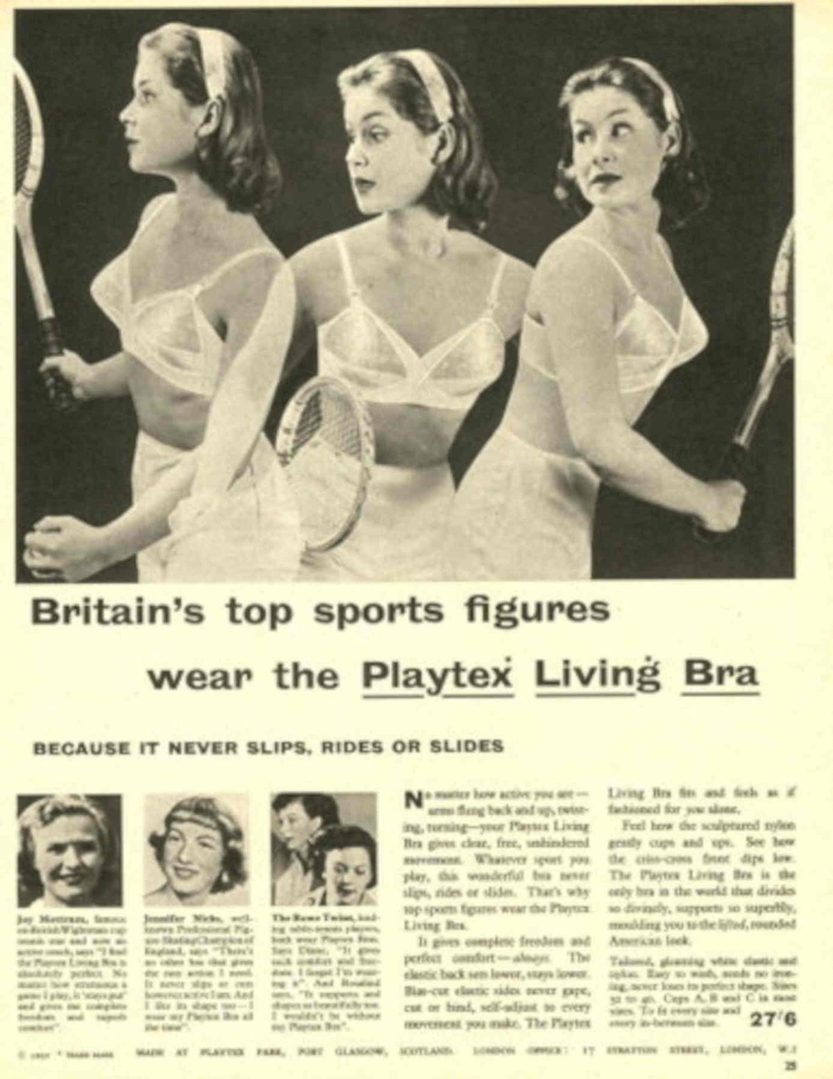 Playtex Living Bra 2 1950s Vintage Retro Advert Poster