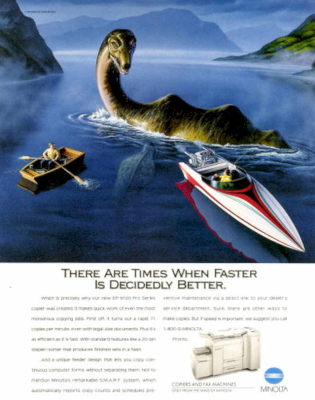 Pleiosaur Speedboat Copier 1990s Vintage Retro Advert