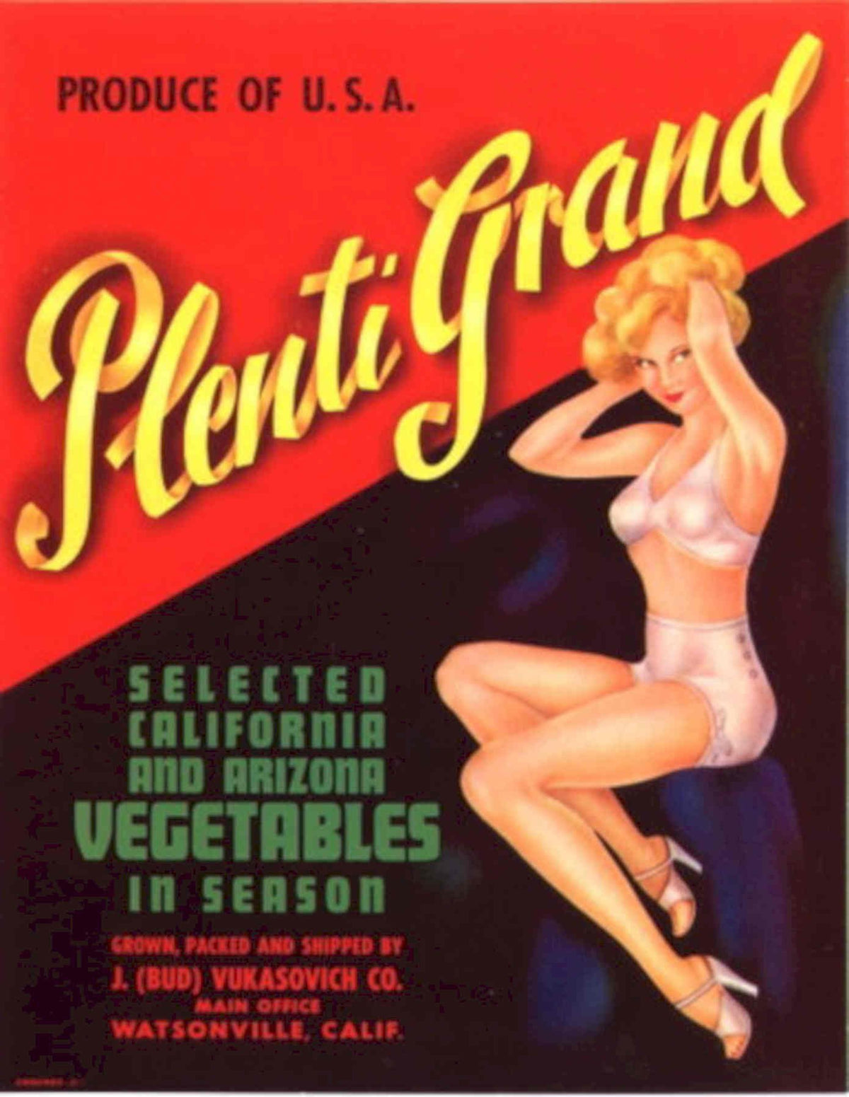 Plenti Vegetables Poster 1930s Vintage Retro Advert Poster
