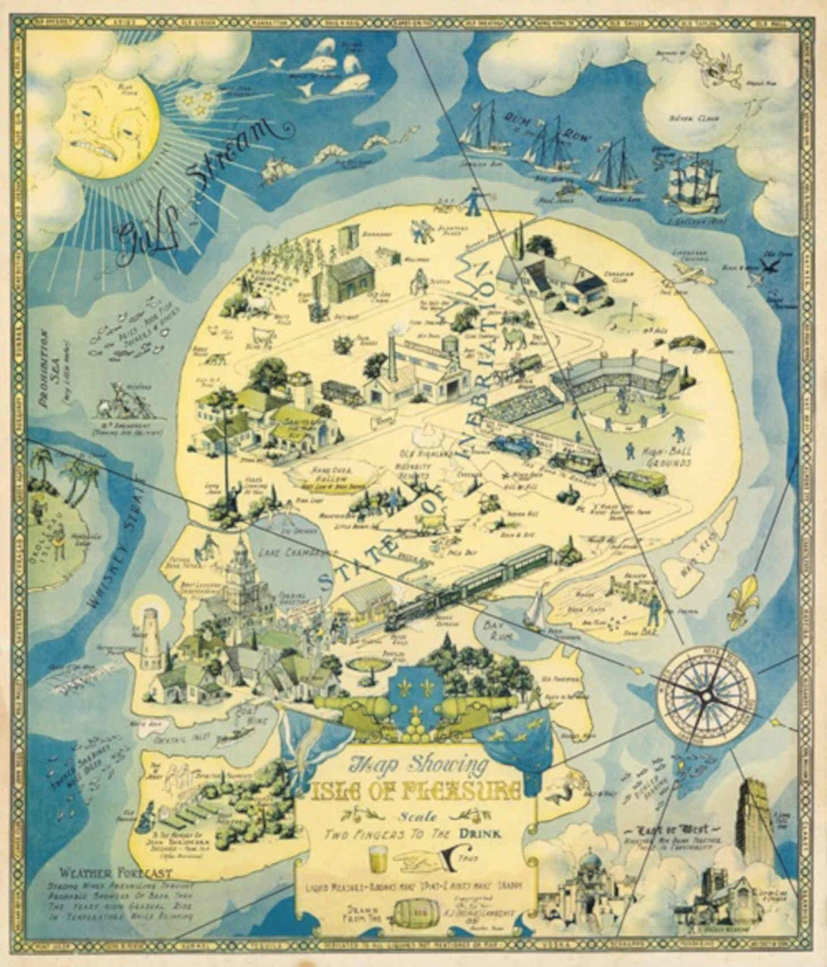 Plessburg Map Isle Vintage Retro Advert Poster