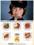 Plumrose Hot Dogs 1960s Vintage Retro Advert