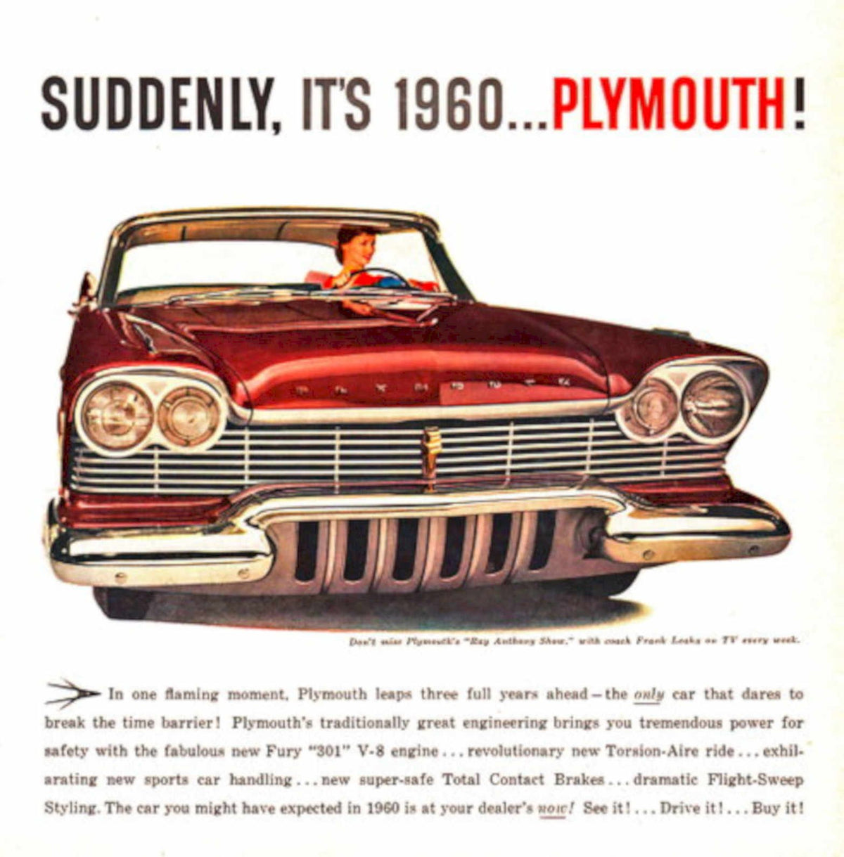 Plymouth 1960 Convertible 1960s Vintage Retro Advert