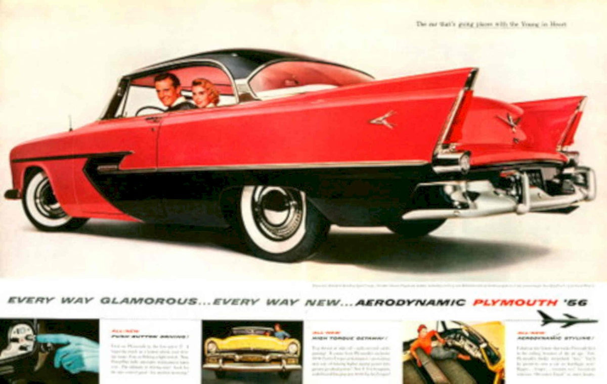 Plymouth Aerodynamic Convertible 1950s Vintage Retro Advert Poster