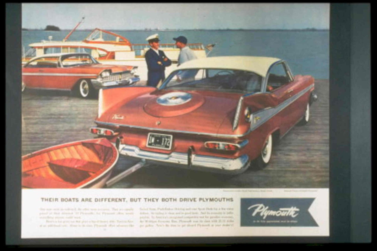 Plymouth Belvedere Boats 1950s Vintage Retro Advert Poster