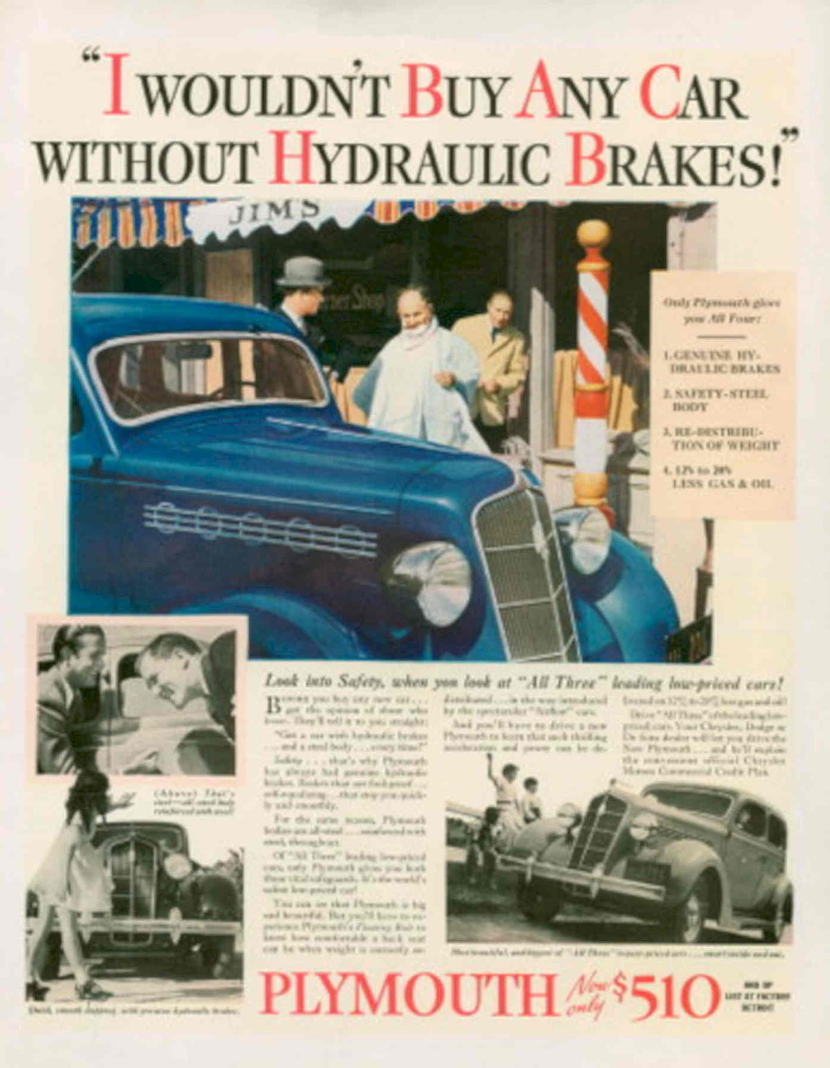 Plymouth Coupe 1939 1930s Vintage Retro Advert Poster