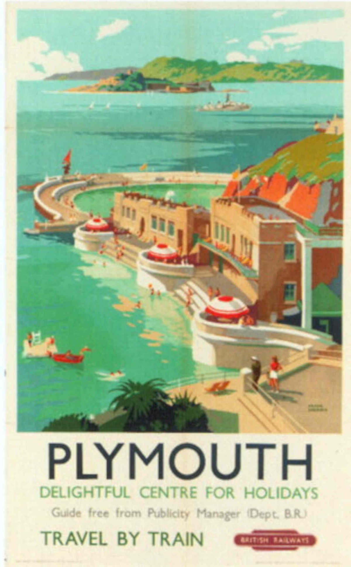 Plymouth Delightful Centre 1950s Vintage Retro Advert Poster