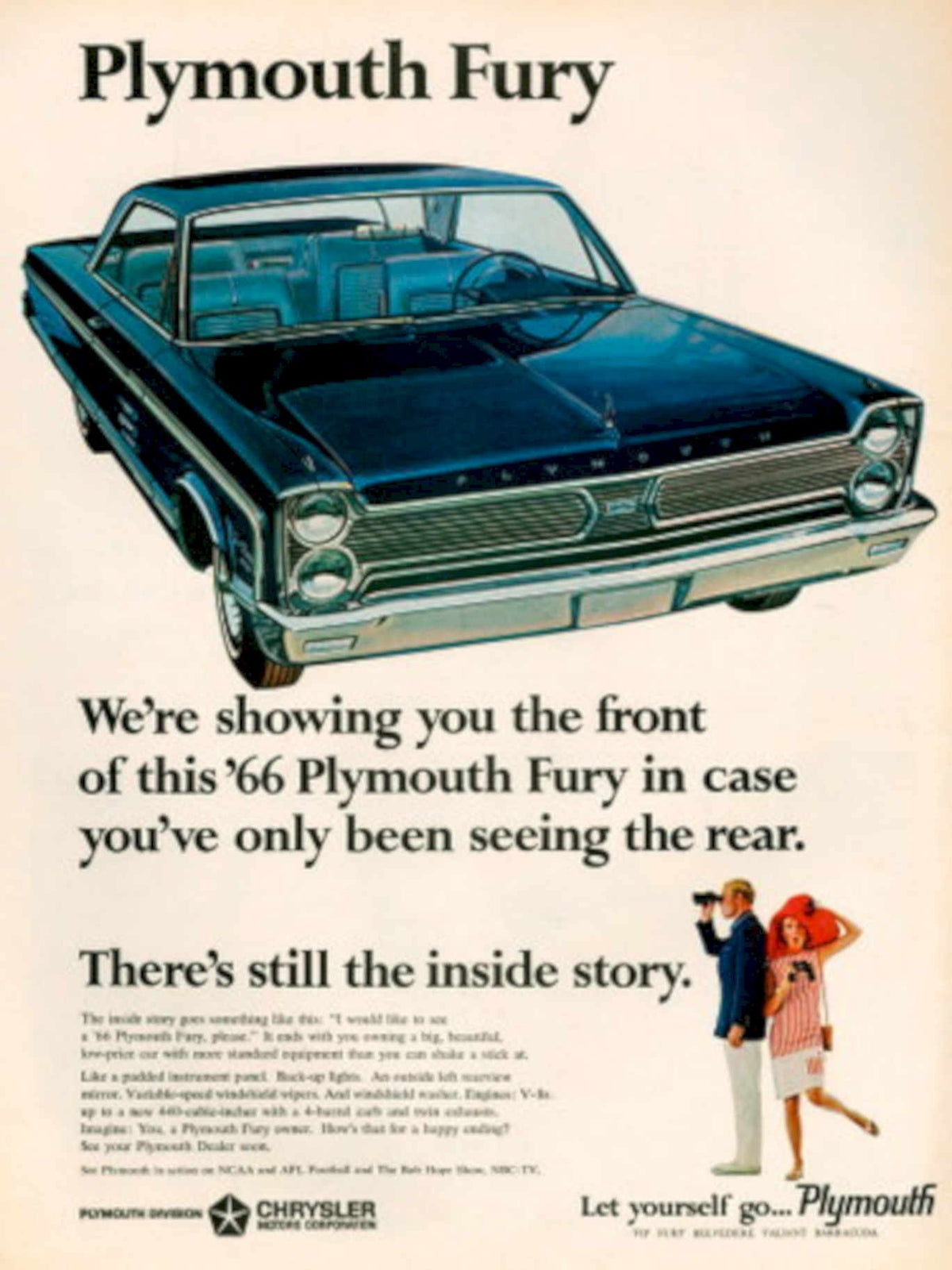 Plymouth Fury 1966 1960s Vintage Retro Advert