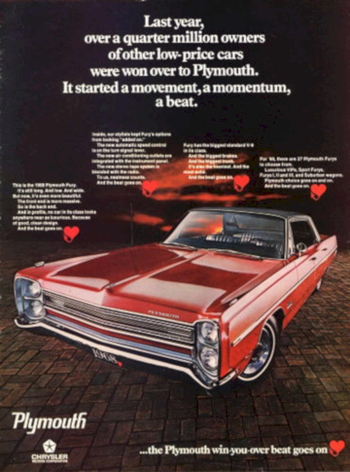Plymouth Fury 1968 1960s Vintage Retro Advert