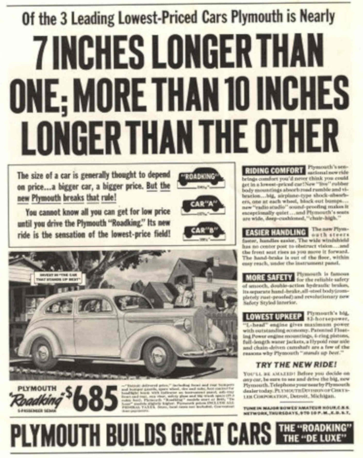 Plymouth Road King 1930s Vintage Retro Advert Poster