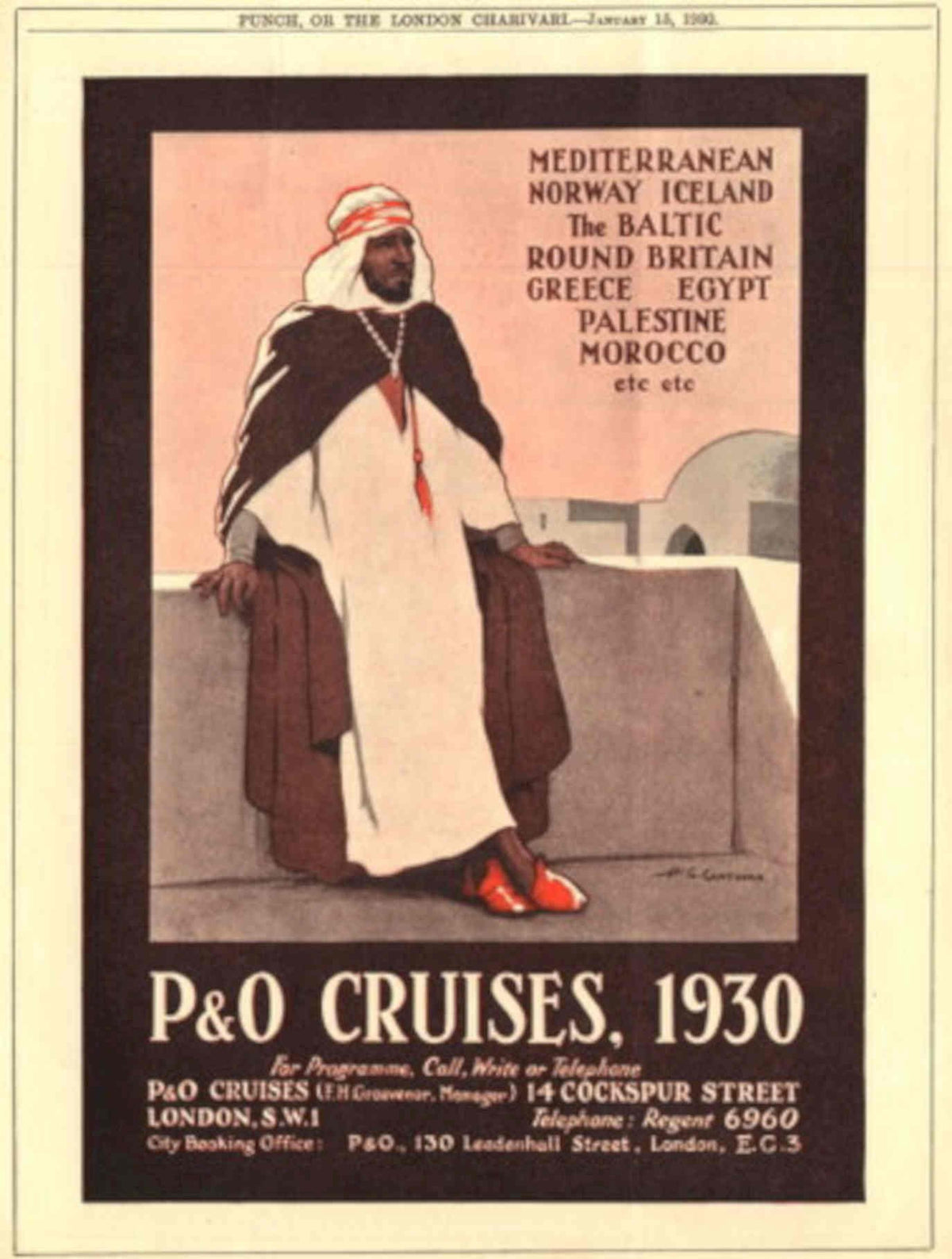 Po Cruises 1930 1930s Vintage Retro Advert Poster