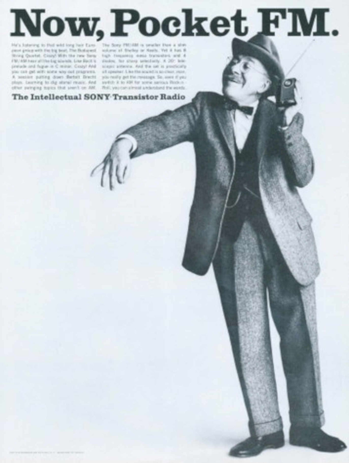 Pocket Fm Sony 1960s Vintage Retro Advert
