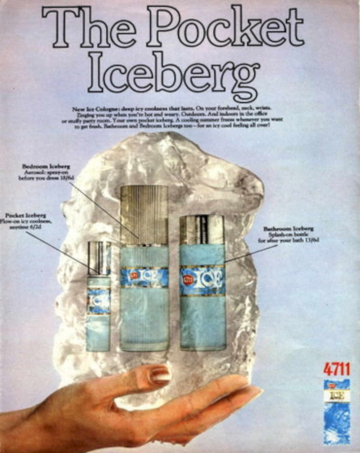 Pocket Iceberg Bottles 1960s Vintage Retro Advert