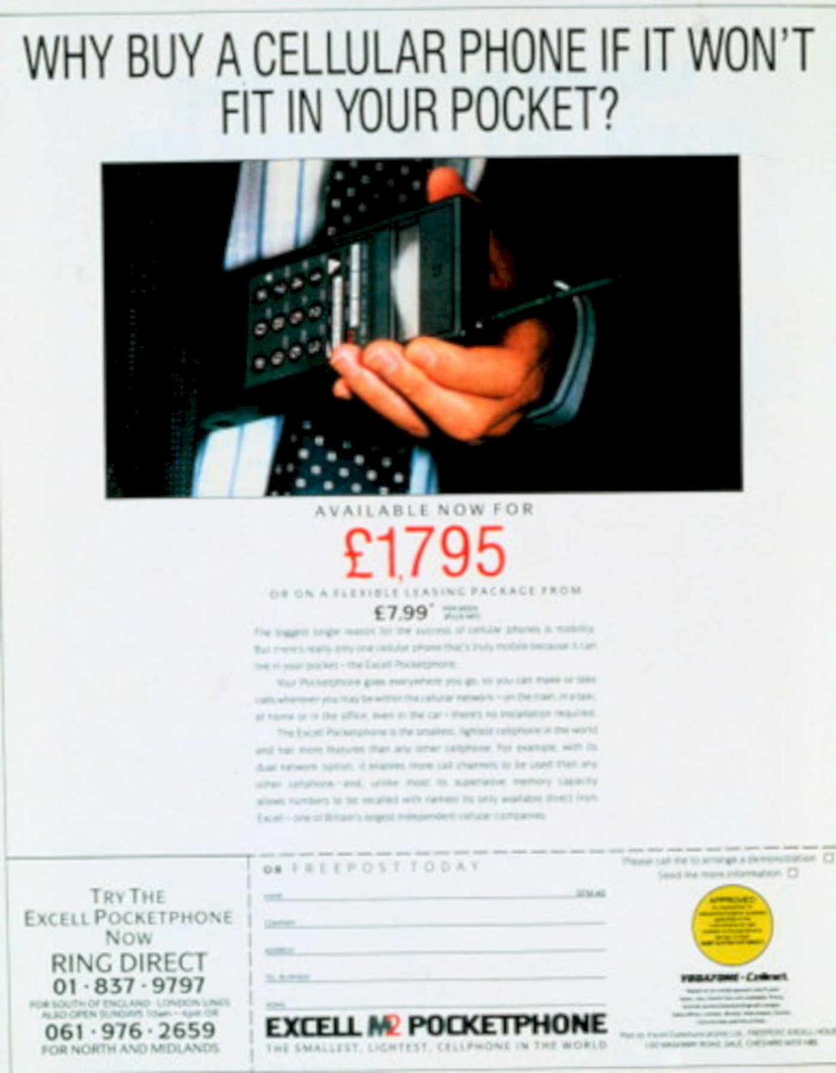 Pocketphone Cityscape Direct 1980s Vintage Retro Advert