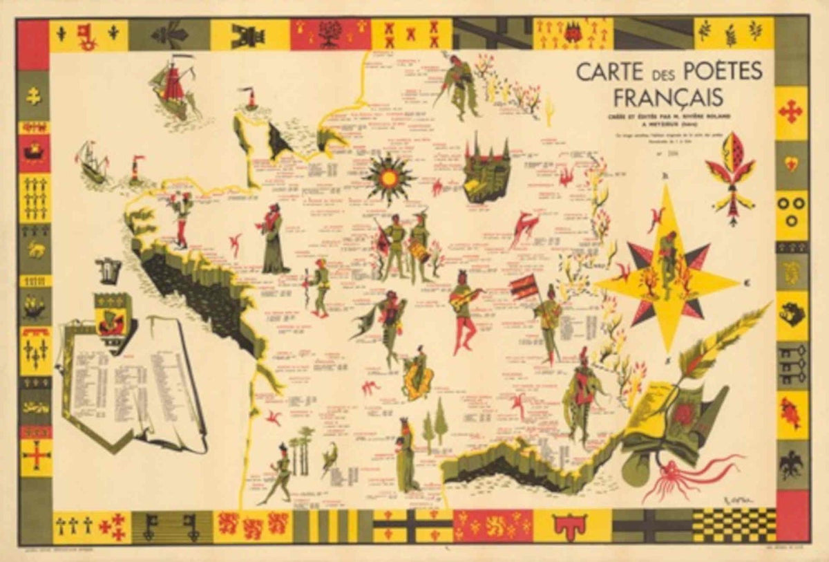 Poetes France Map Vintage Retro Advert Poster