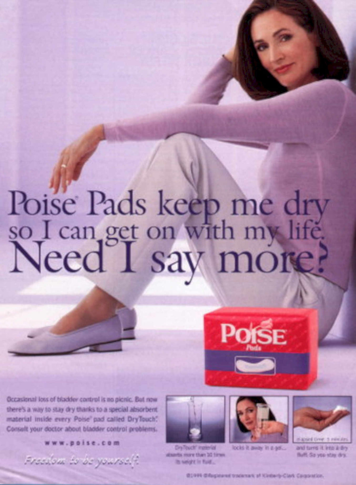 Poise Drytouch Pads 1990s Vintage Retro Advert