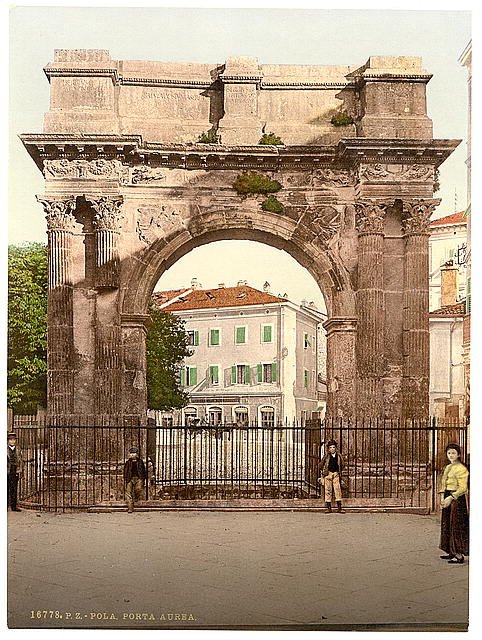 Pola Aurea Gate Istria Vintage A4 Photo Print