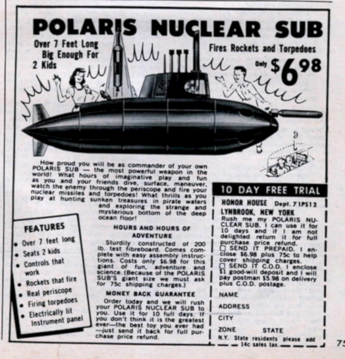 Polaris Submarine Toy 1960s Vintage Retro Advert