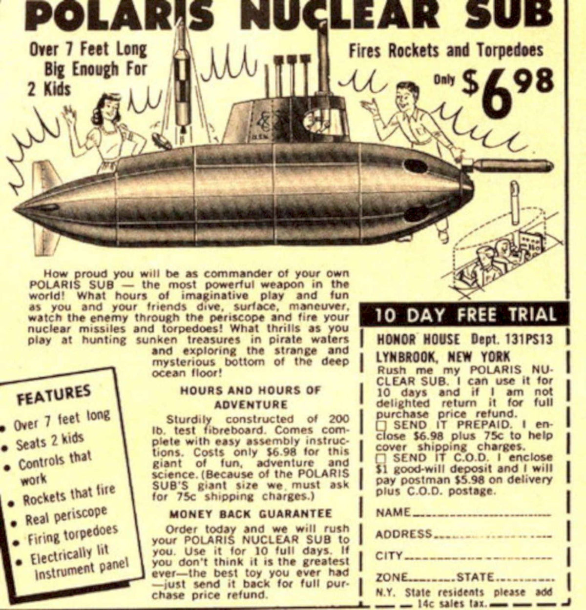 Polaris Submarine Toy 2 World War 2 ii 1 Vintage Retro Advert