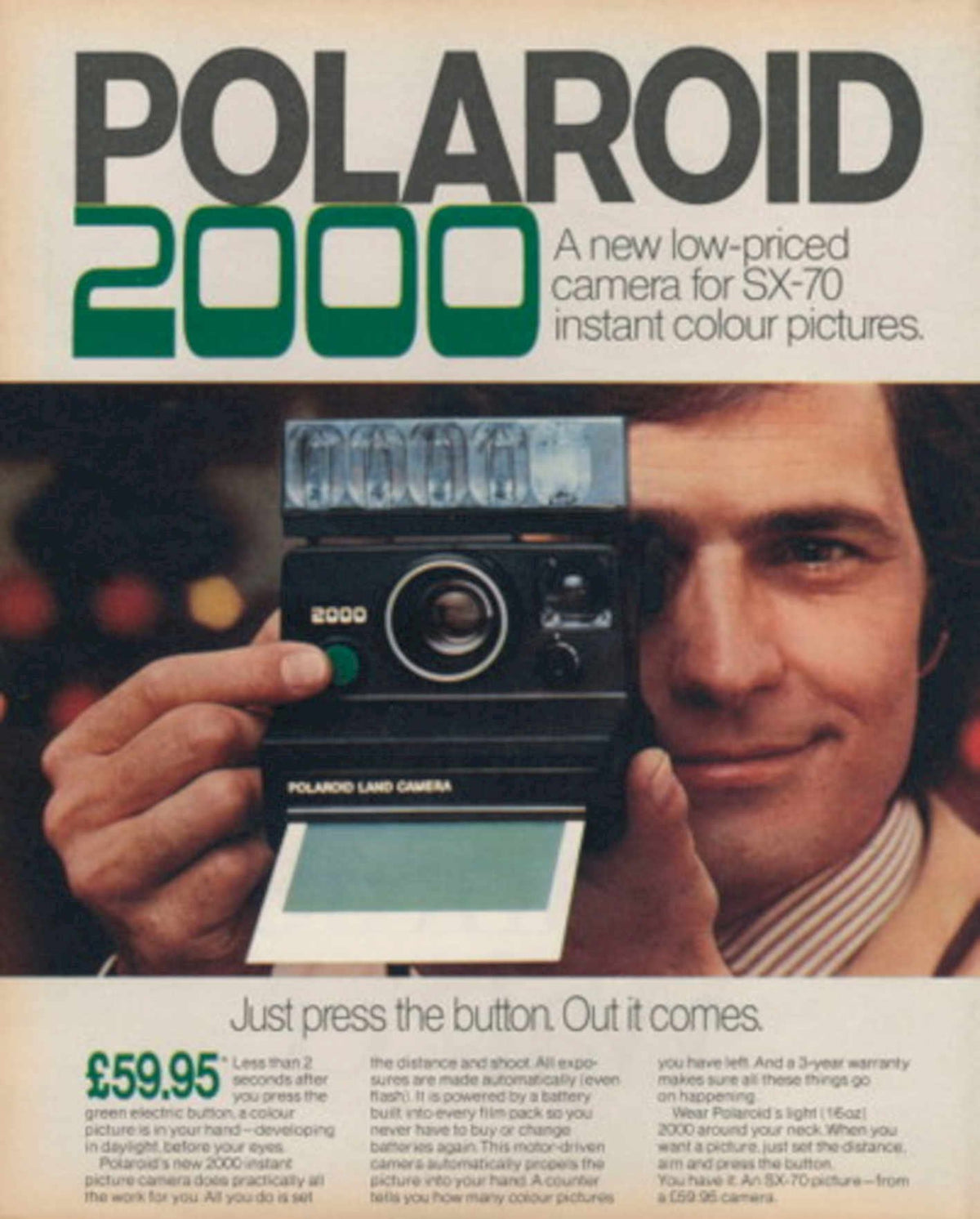 Polaroid 2000 Camera 1970s Vintage Retro Advert