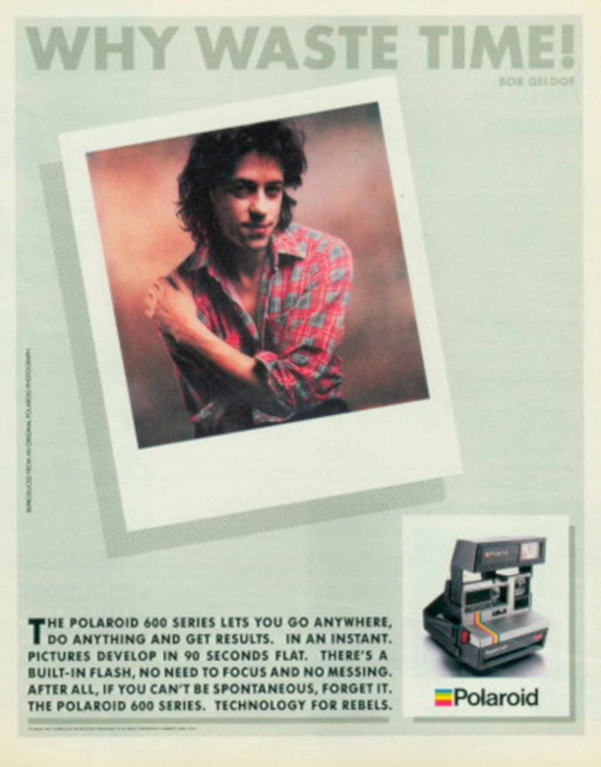 Polaroid Geldof 1990s Vintage Retro Advert