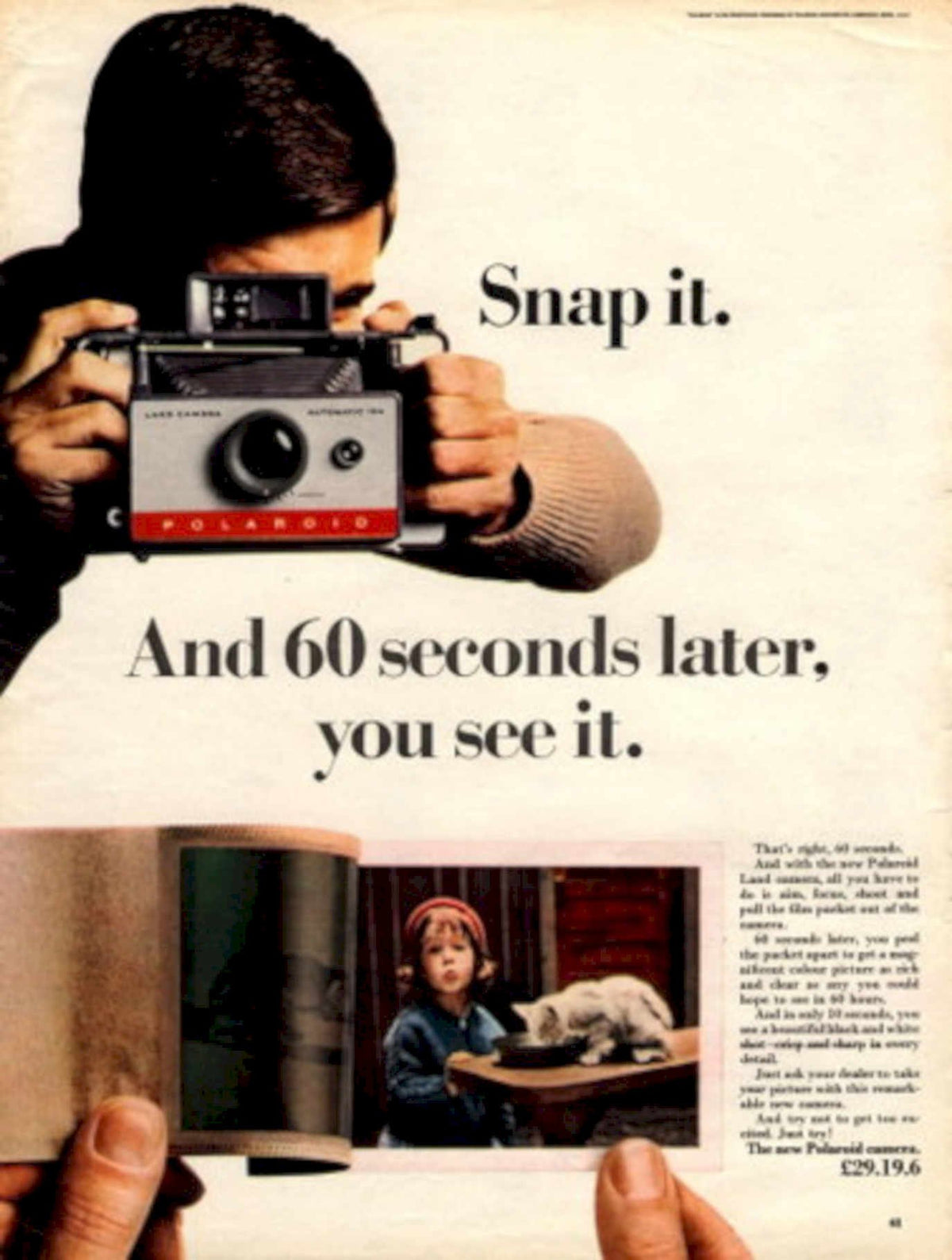 Polaroid Snapshot Lamb 1960s Vintage Retro Advert