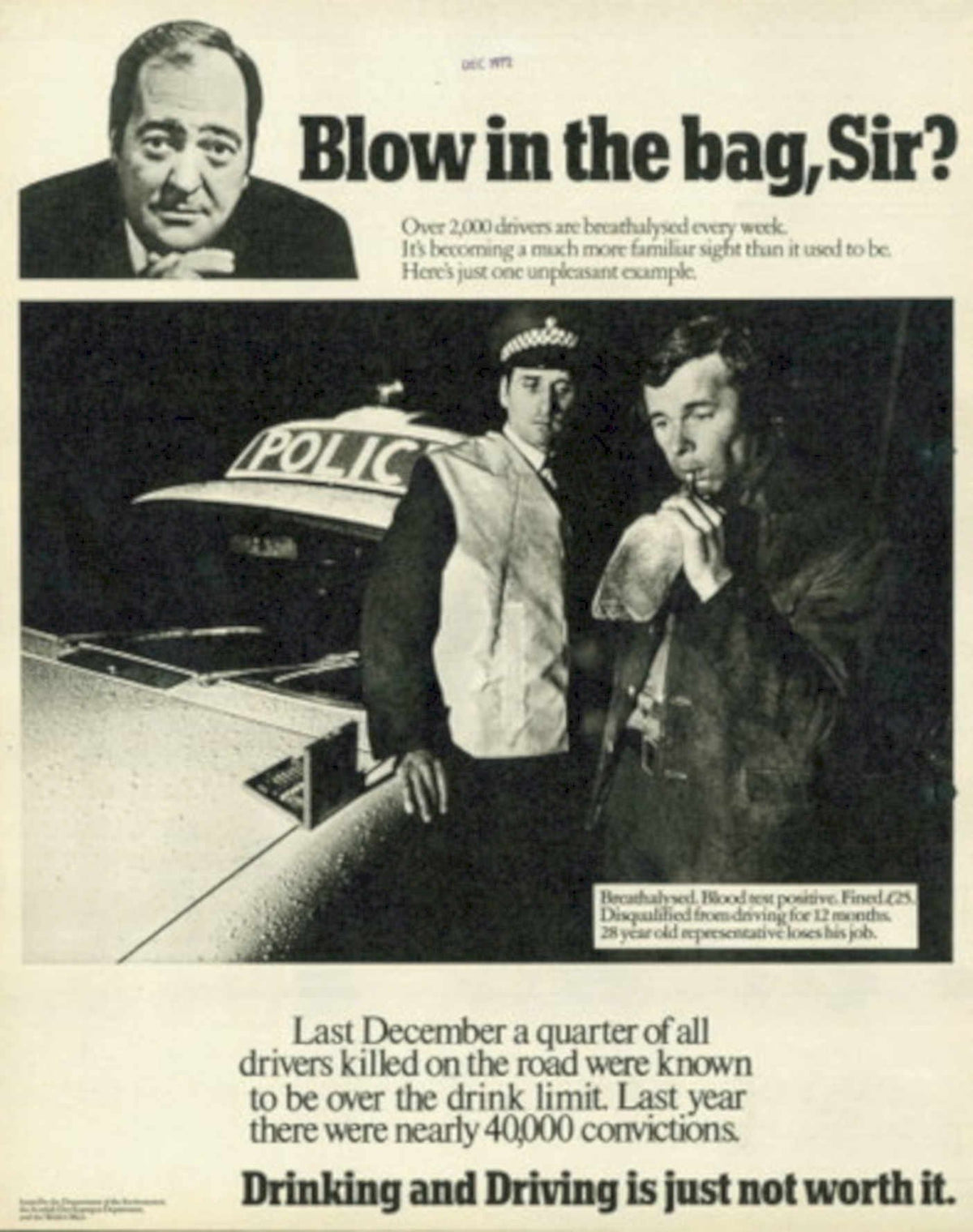 Police Breathalyzer Test 1970s Vintage Retro Advert