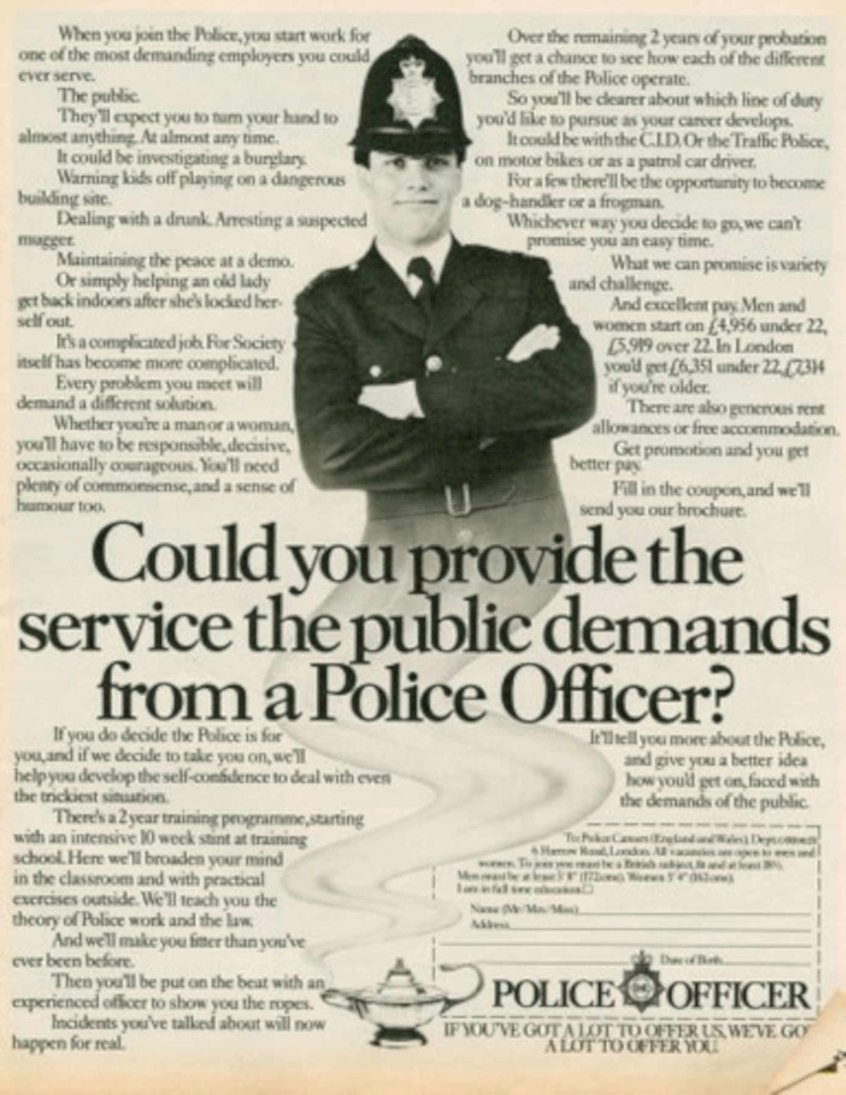 Police Officer Uk 1980s Vintage Retro Advert