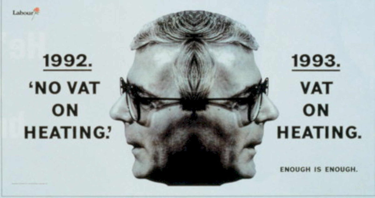 Political Double Faces 1990s Vintage Retro Advert