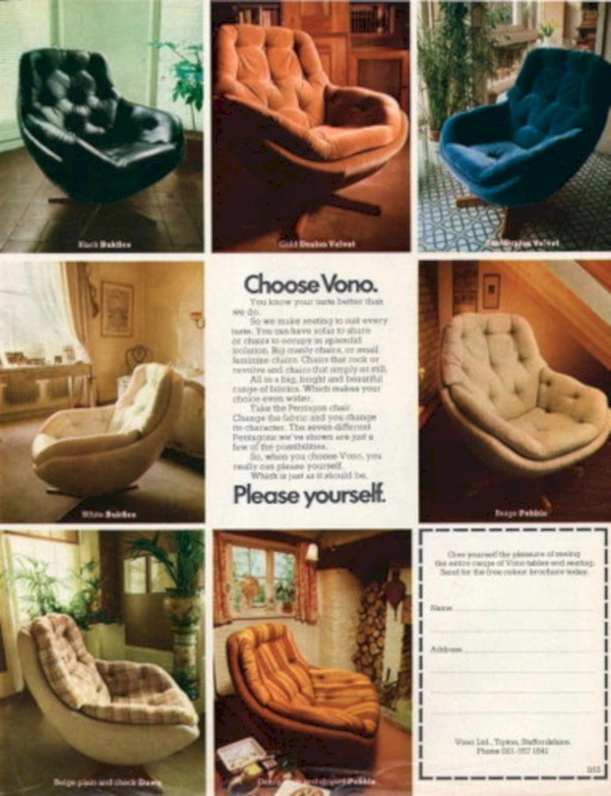 Polki Furniture Vono 1970s Vintage Retro Advert