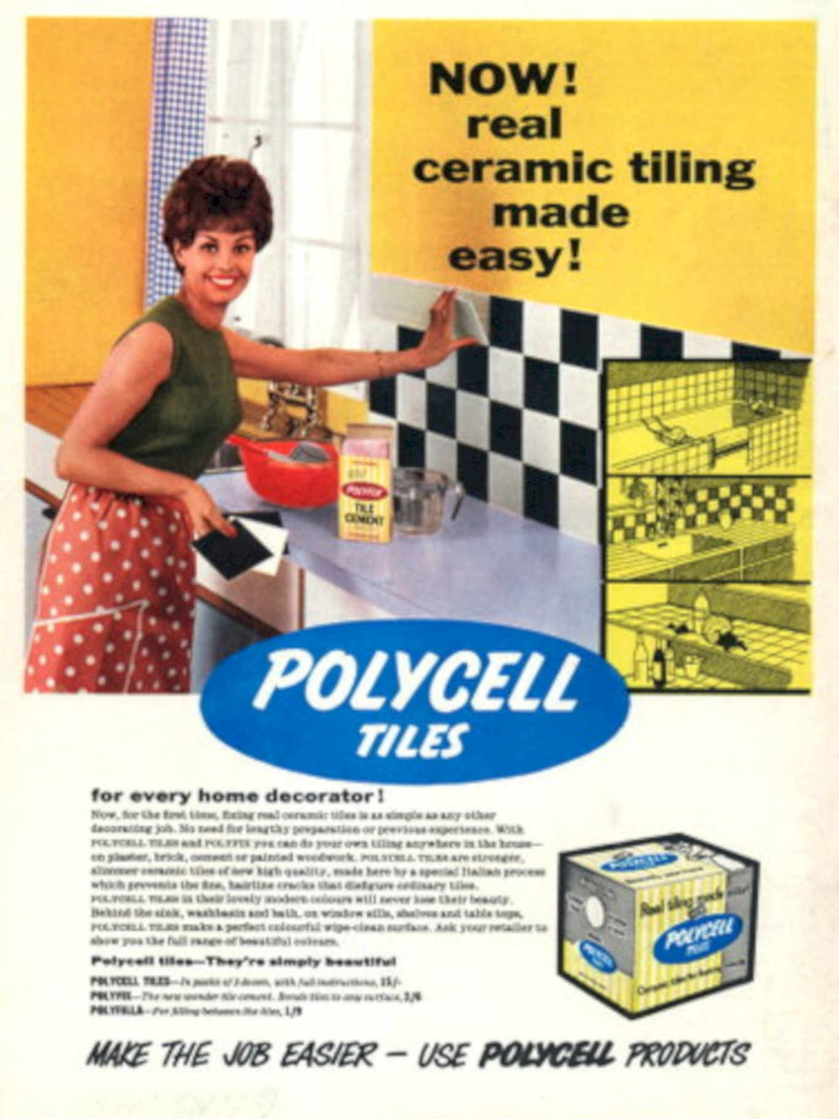 Polycell Tiles Kitchen 1960s Vintage Retro Advert