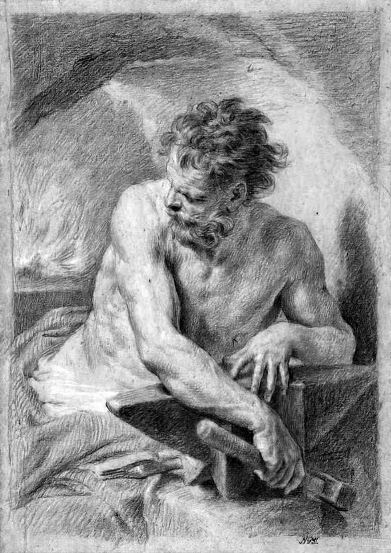 Pompeo Batoni pompeo batoni vulcan in his forge sketch bw A4 Photo Print