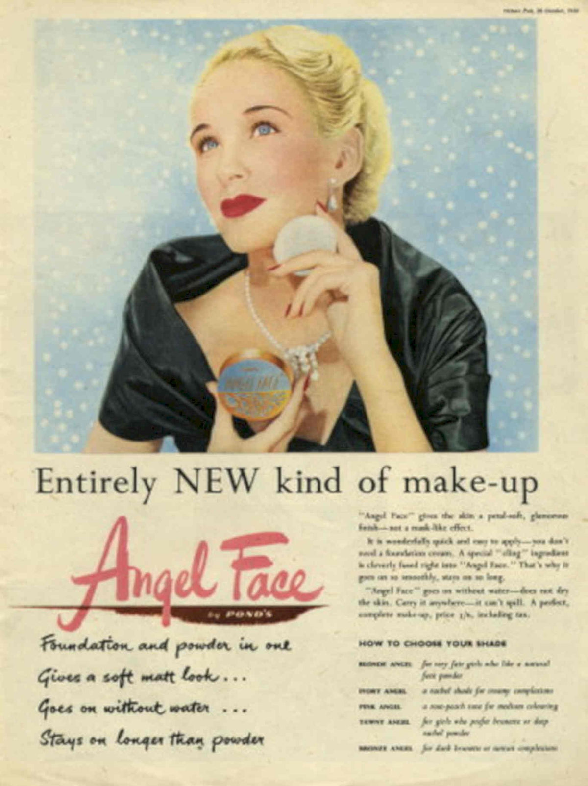 Ponds Angel Face 2 1950s Vintage Retro Advert Poster
