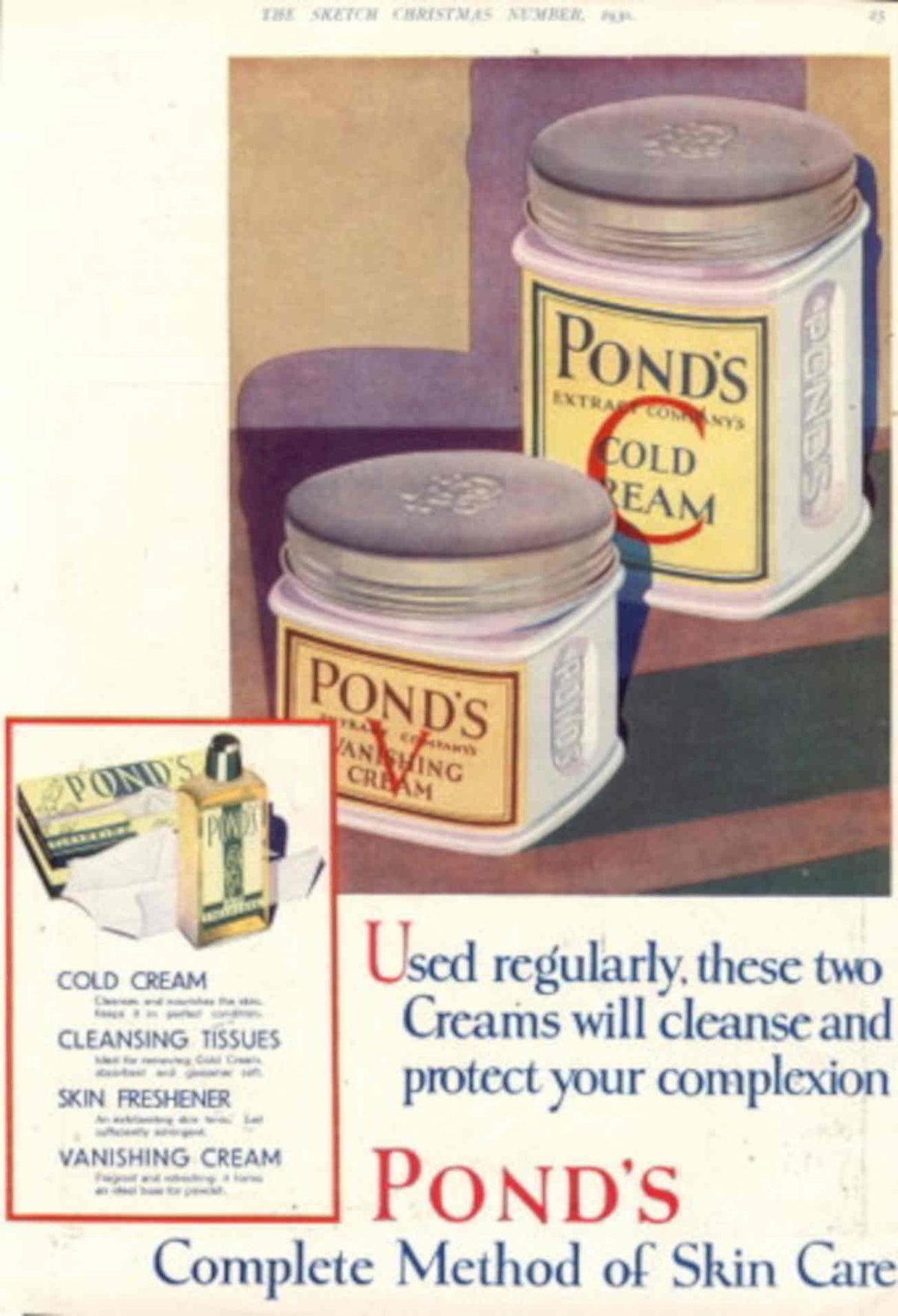 Ponds Cream Jars 1930s Vintage Retro Advert Poster