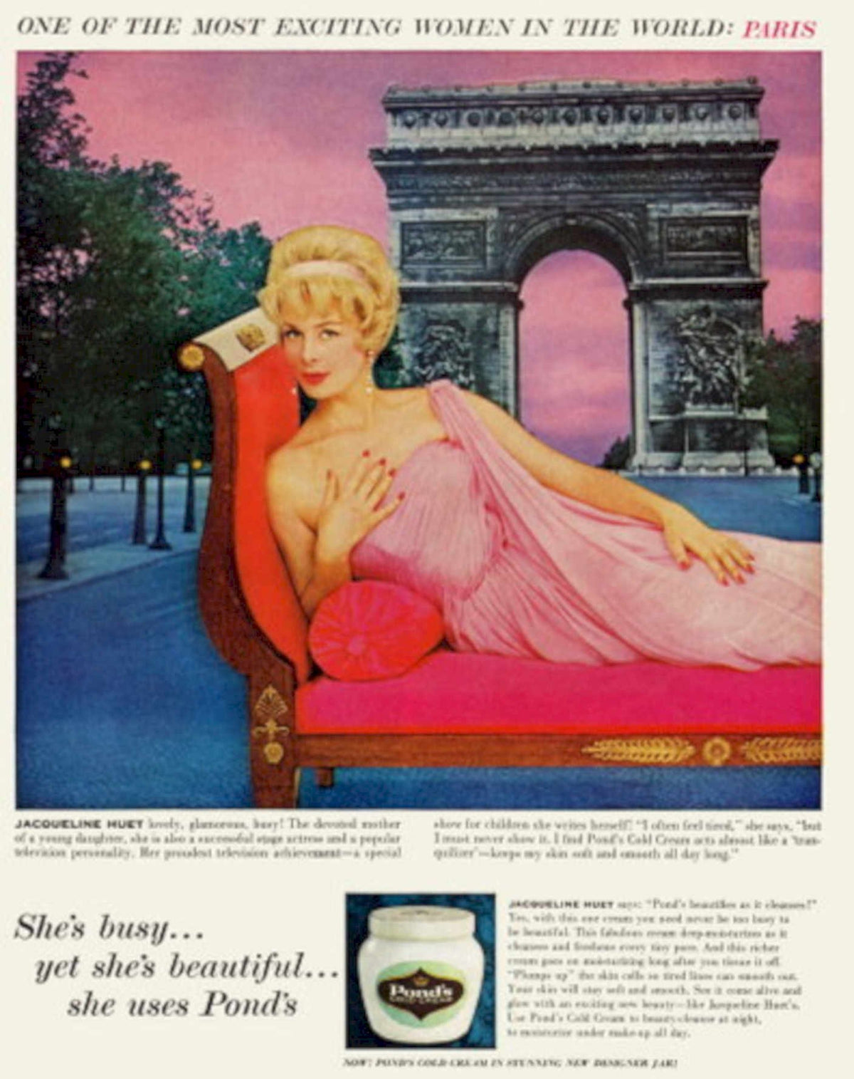 Ponds Paris Jacqueline 1960s Vintage Retro Advert