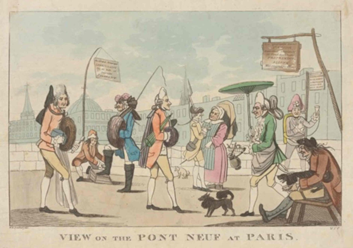 Pont Neuf Paris GB Cartoon Vintage Retro Advert Poster