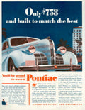 Pontiac 1938 Sedan 1930s Vintage Retro Advert Poster