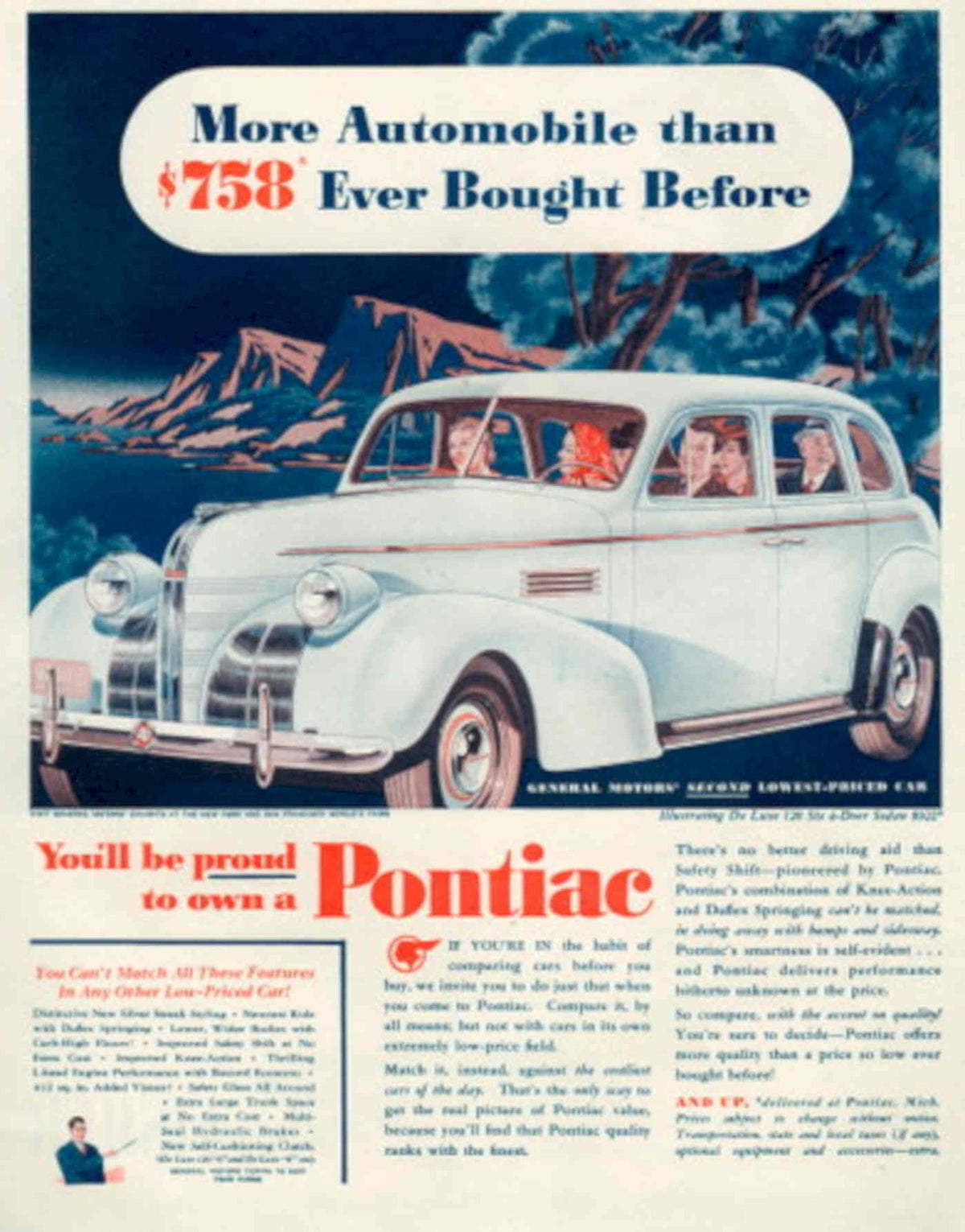 Pontiac Automobile 1930s 1930s Vintage Retro Advert Poster