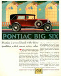 Pontiac Big Six 1930s Vintage Retro Advert Poster