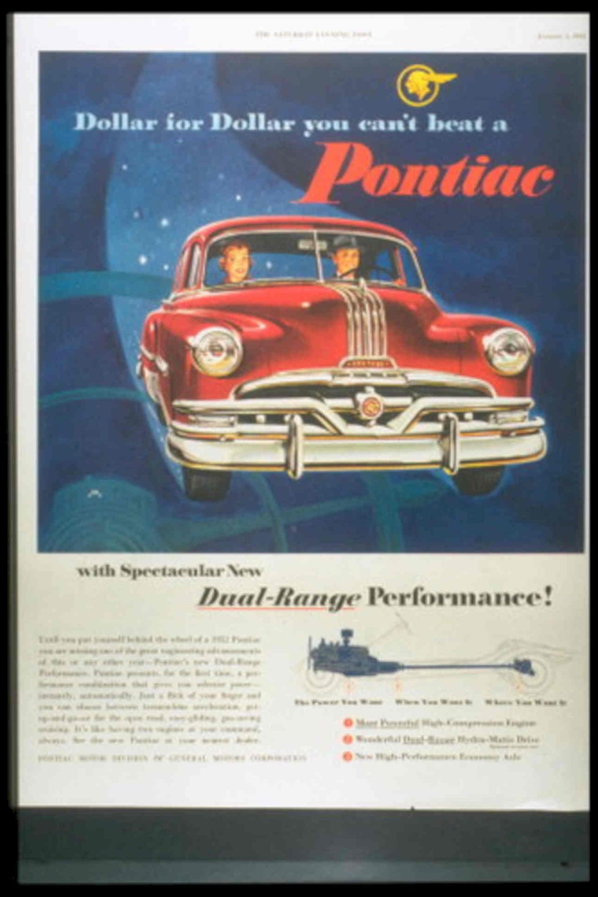 Pontiac Chieftain 1953 1950s Vintage Retro Advert Poster