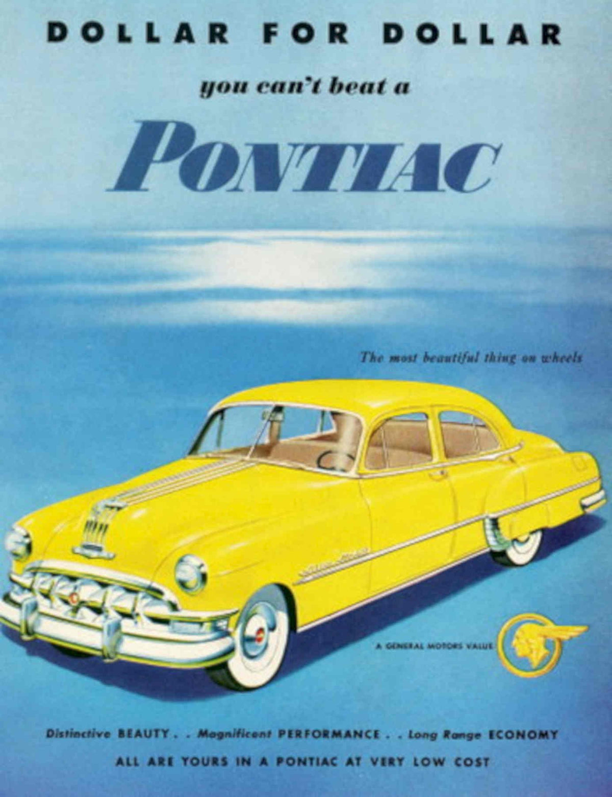 Pontiac Chieftain 1954 1950s Vintage Retro Advert Poster