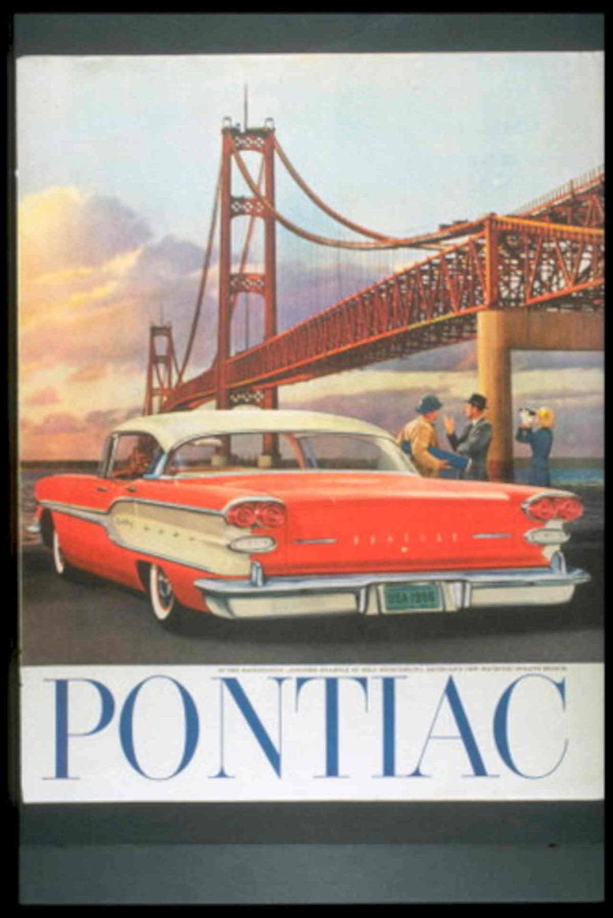 Pontiac Chieftain Bridge 1950s Vintage Retro Advert Poster