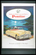 Pontiac Convertible Dusk 1950s Vintage Retro Advert Poster