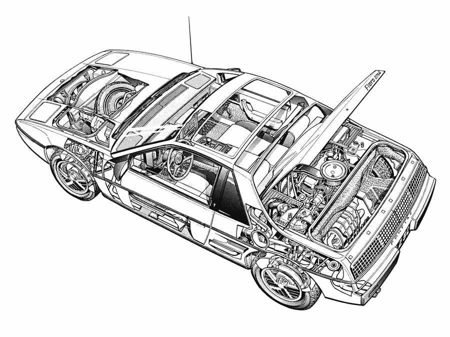Pontiac Fiero 1984 cutaway A4 Photo Print