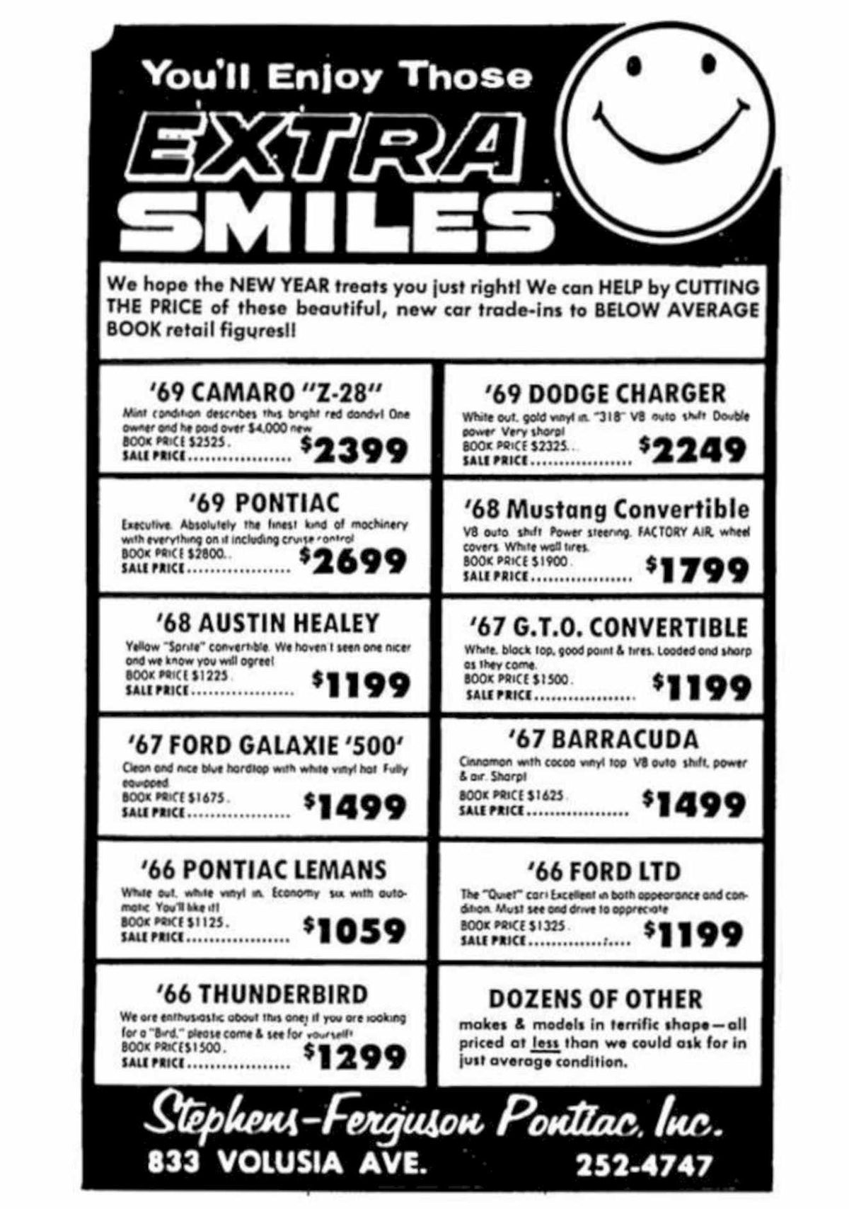 Pontiac New Year Newspaper Vintage Retro Advert Poster