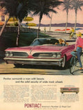 Pontiac Pink Convertible 1950s Vintage Retro Advert Poster