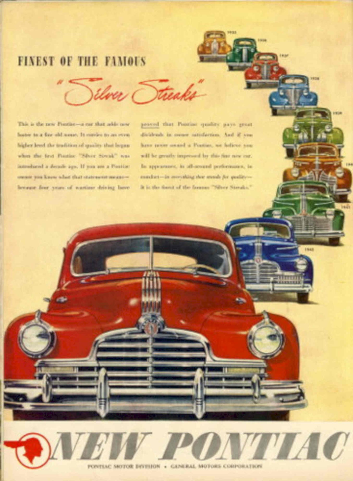 Pontiac Silver Streaks 1940s Vintage Retro Advert Poster
