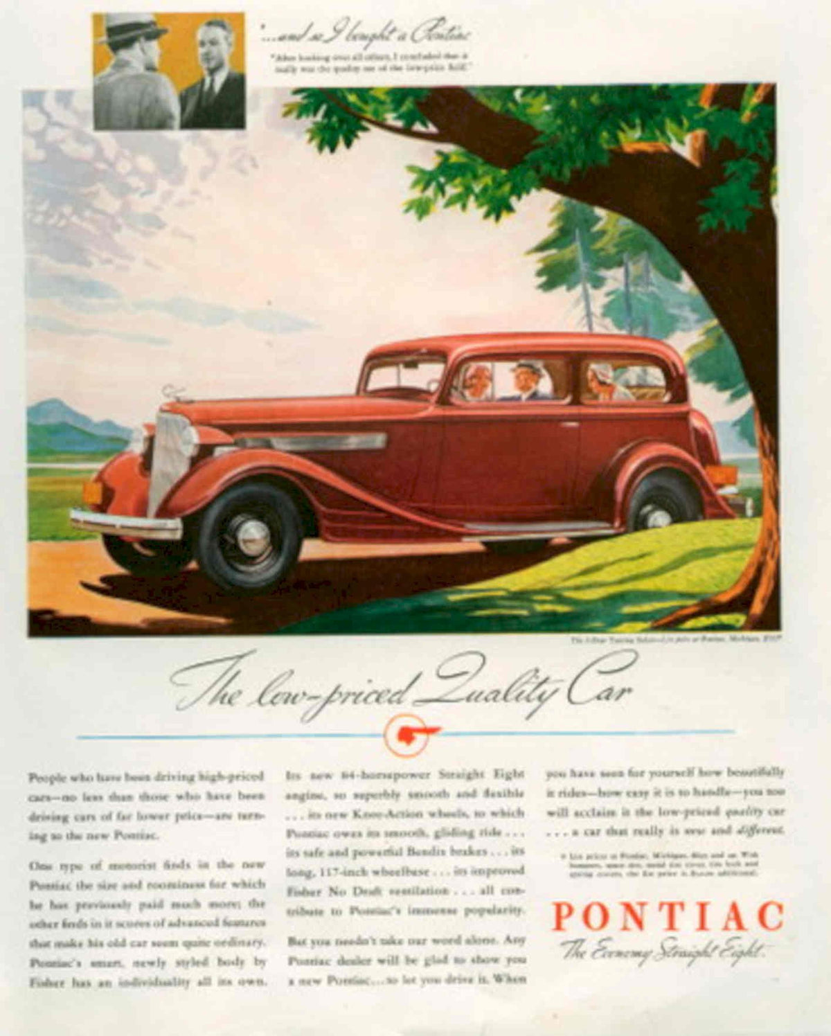 Pontiac Straight Eight 1930s Vintage Retro Advert Poster
